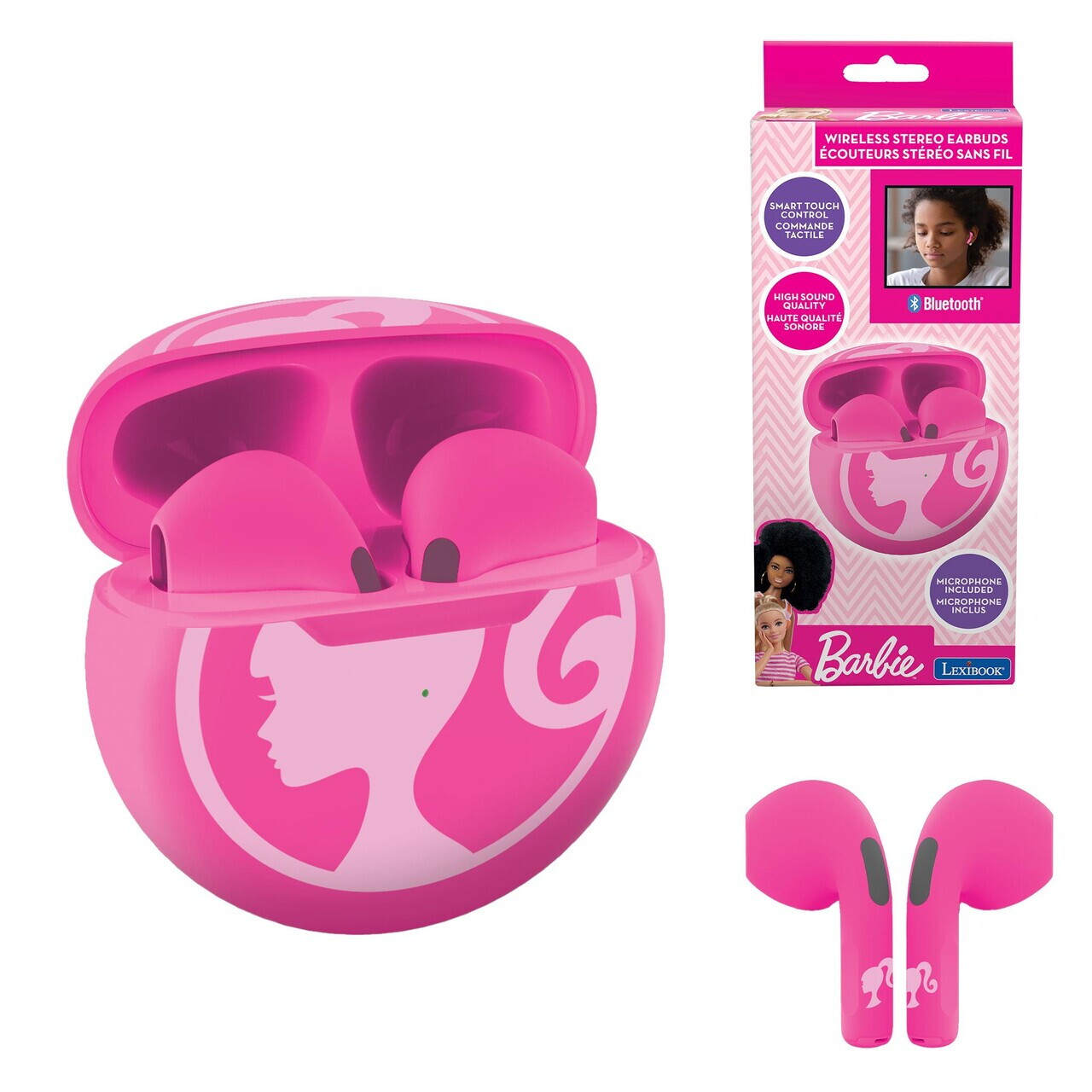Casti wireless intraauriculare pentru copii Barbie, LEXIBOOK, roz - imagine 4
